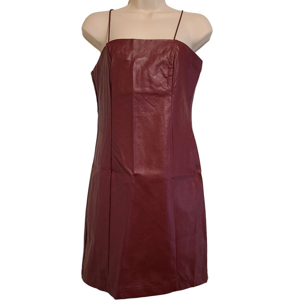 Wild Fable Womens Sleeveless Faux Leather Bodycon Mini Dress Red Small
